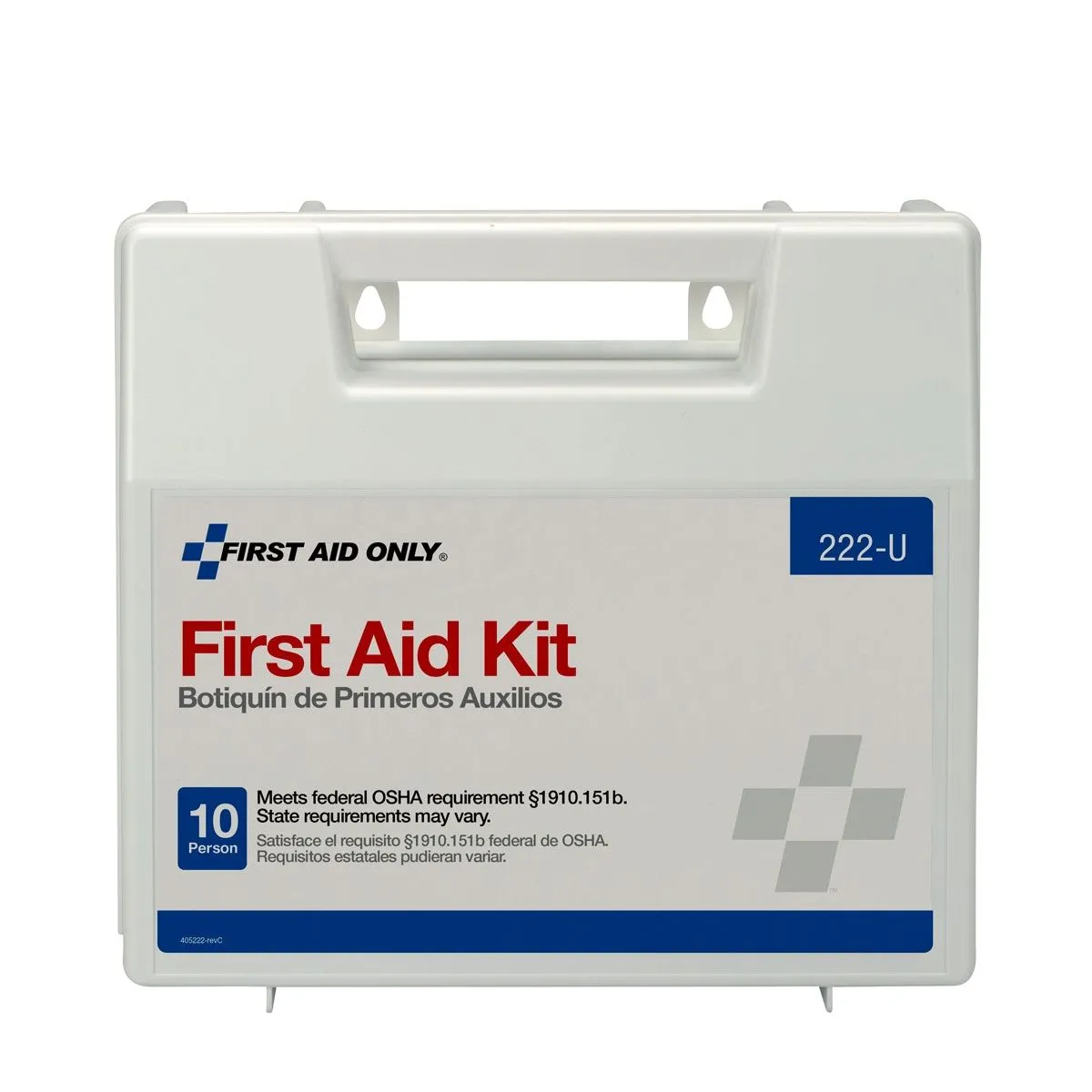 10 Person First Aid Kit, Plastic Case With Dividers - W-222-U