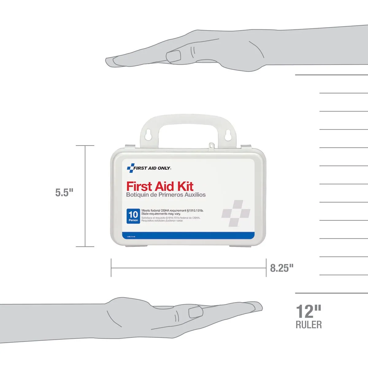 10 Person First Aid Kit, Weatherproof Plastic Case - W-6060