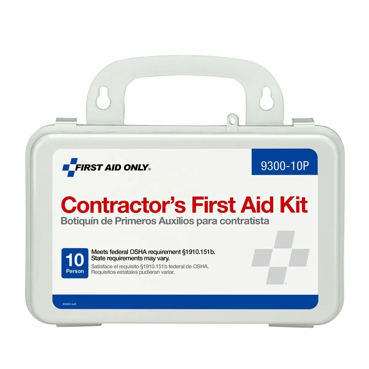 10 Person OSHA Contractor First Aid Kit, Plastic Case - W-9300-10P