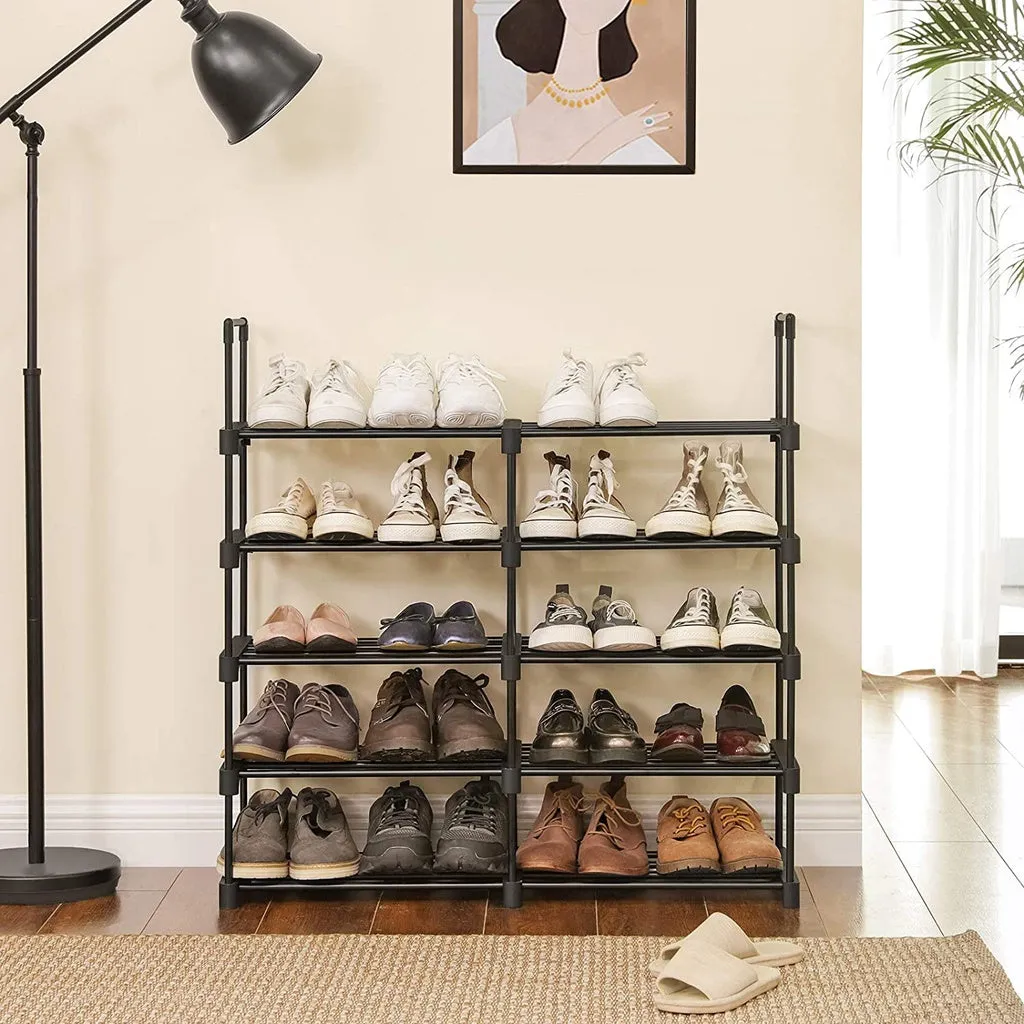 10-Tier Customizable Metal Shoe Rack, 5kg/Shelf, Black - SONGMICS