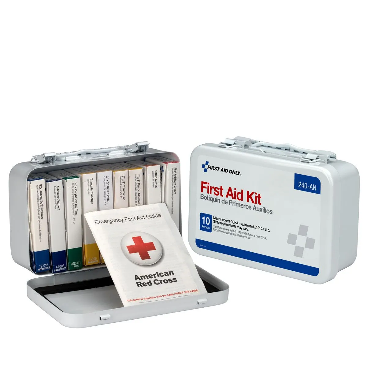 10 Unit First Aid Kit, Metal Case - W-240-AN