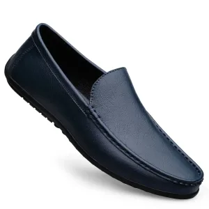 100% Leather Men Fashion Design Slip Soft Flat Luxury Shoes