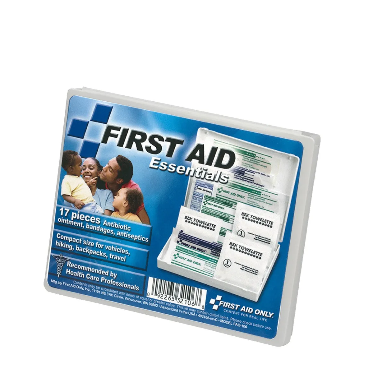 16 Piece Travel First Aid Kit, Plastic Case - W-FAO-106