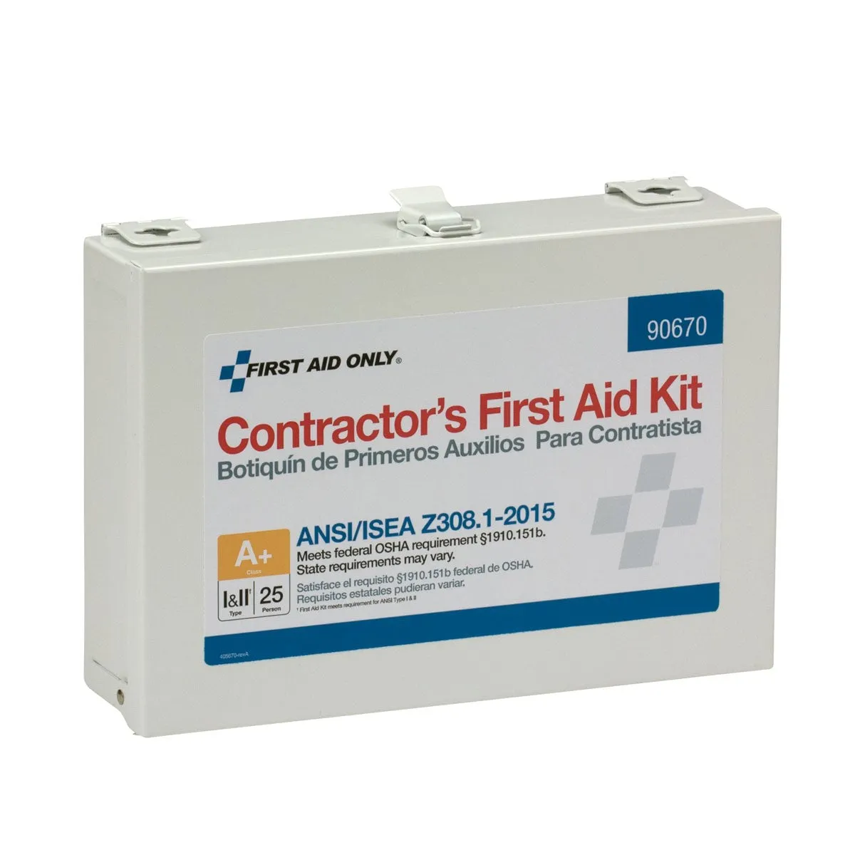 25 Person Contractor ANSI A  First Aid Kit, Metal Case, Class I & II - W-90670