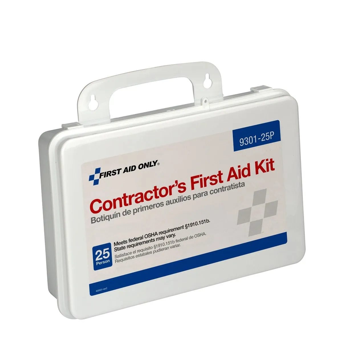 25 Person Contractor First Aid Kit, Plastic Case - W-9301-25P