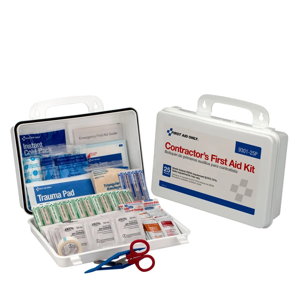 25 Person Contractor First Aid Kit, Plastic Case - W-9301-25P