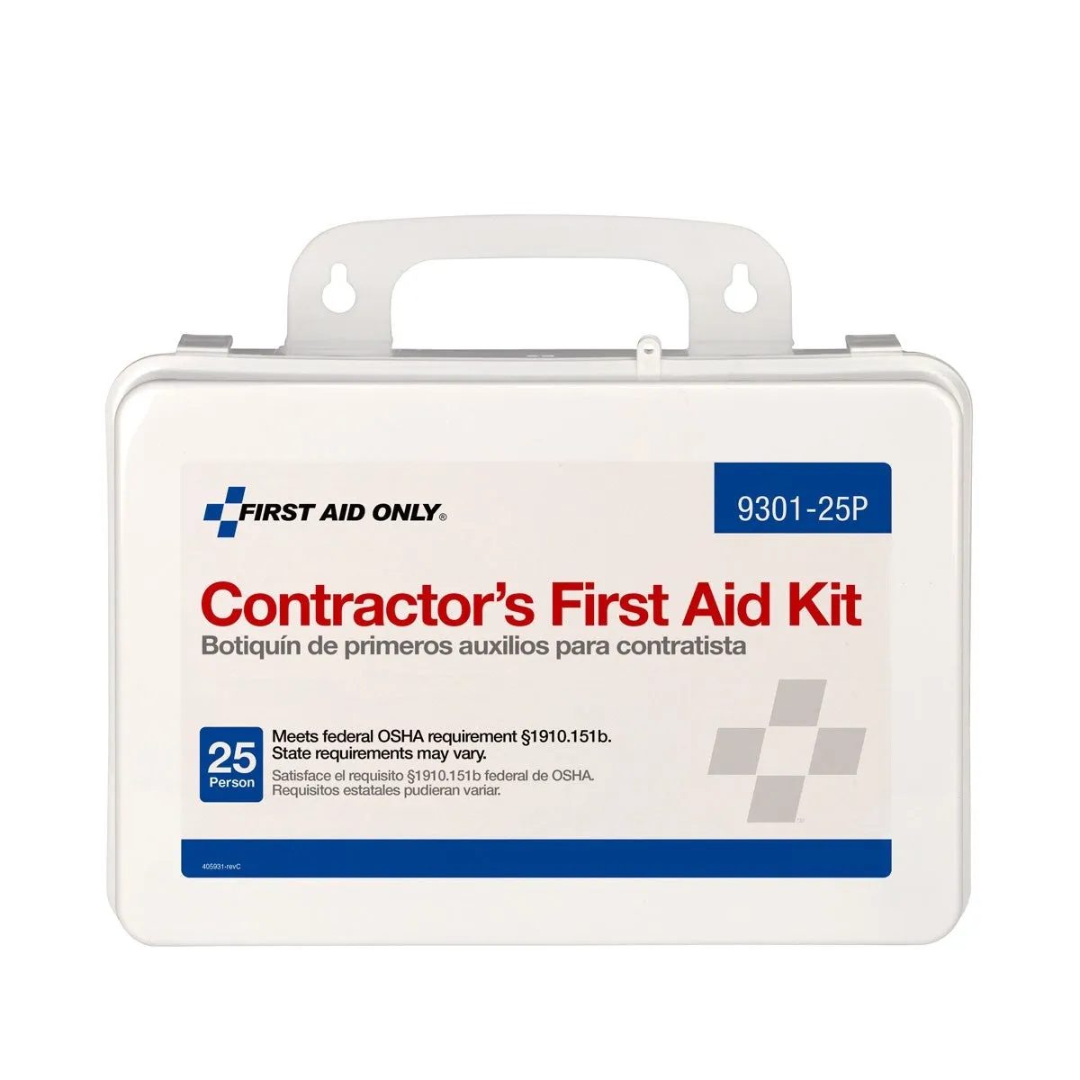 25 Person Contractor First Aid Kit, Plastic Case - W-9301-25P