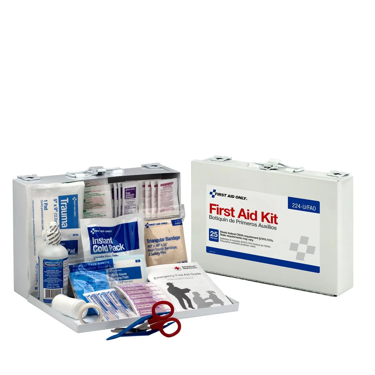 25 Person First Aid Kit, Metal Case - W-224-U/FAO