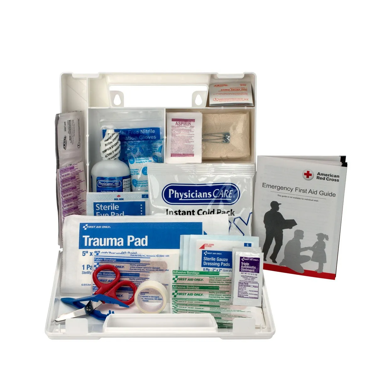 25 Person First Aid Kit, Plastic Case With Dividers - W-223-U/FAO