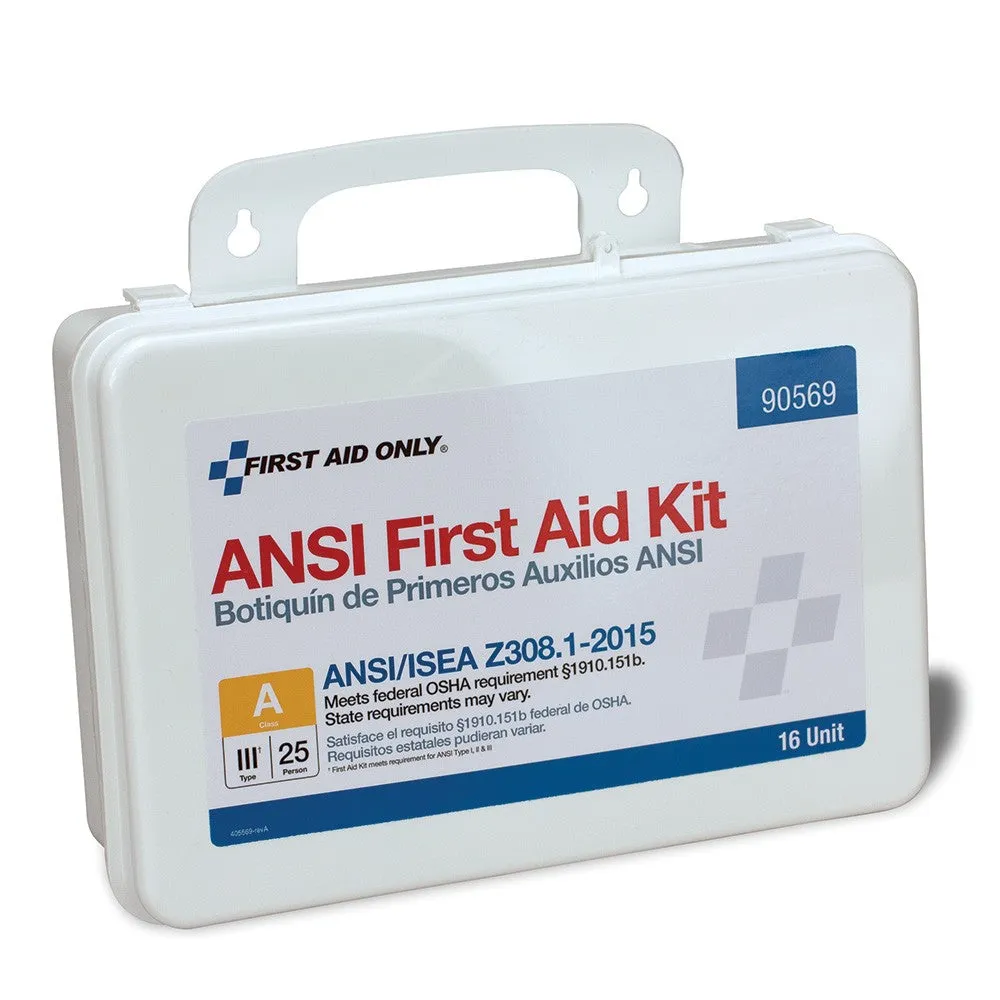 25 Person Unitized Plastic First Aid Kit, ANSI Compliant - W-90569