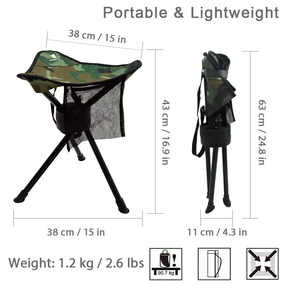 360 Degree Rotation Camouflage Folding Tripod Chair