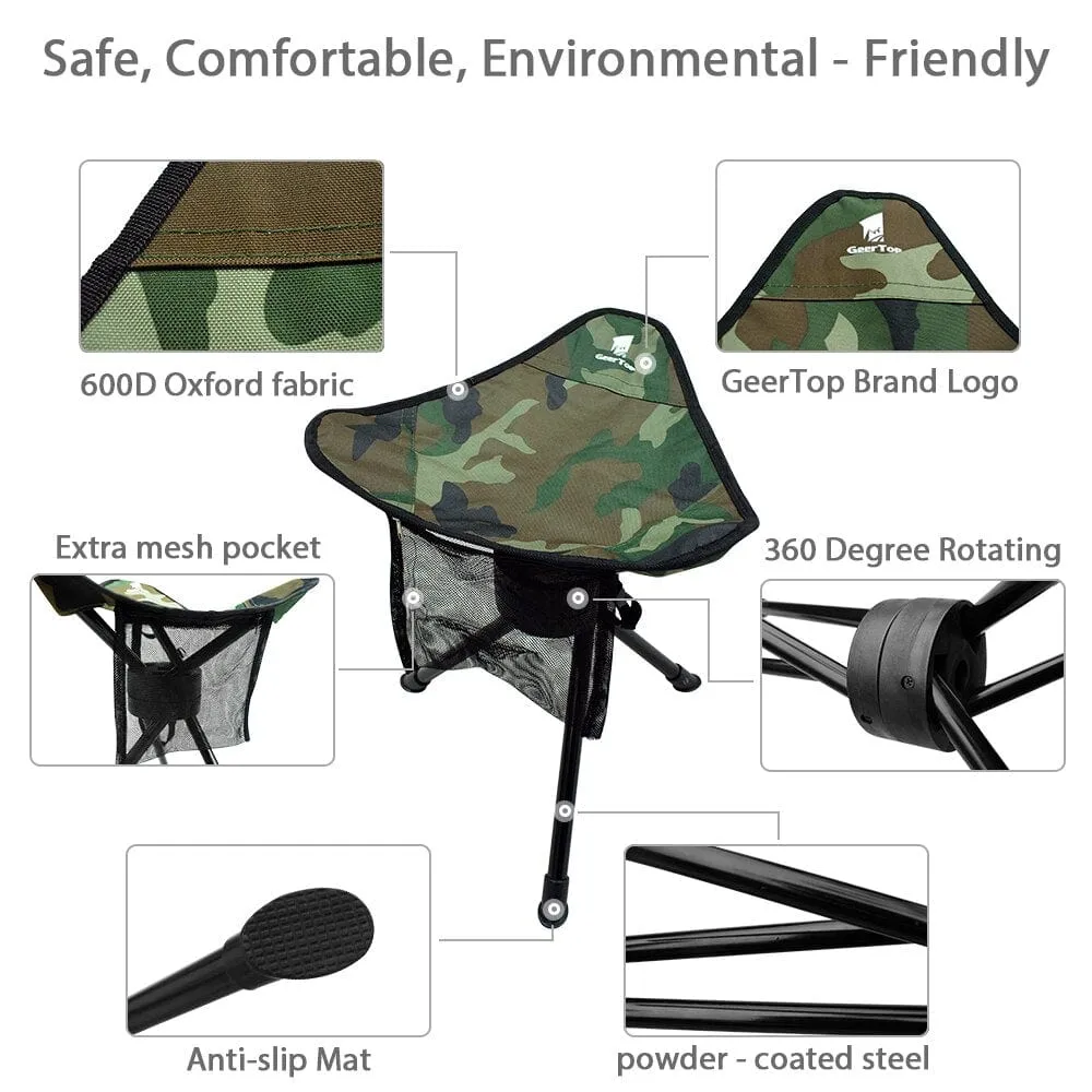 360 Degree Rotation Camouflage Folding Tripod Chair