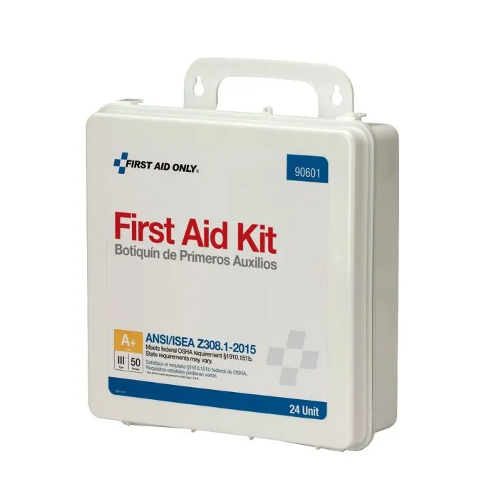 50 Person 24 First Aid Kit, Plastic, Weatherproof, Unit ANSI A , Type III - W-90601