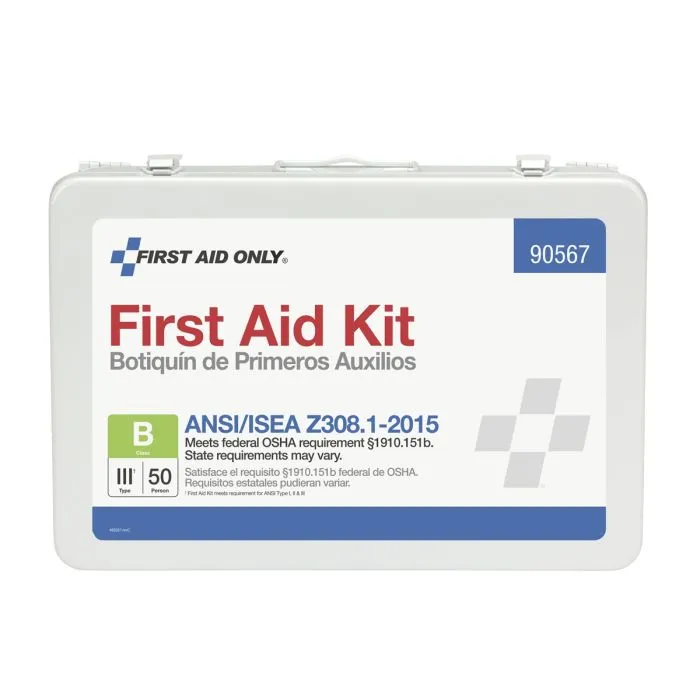 50 Person Bulk Metal First Aid Kit, ANSI Compliant - W-90567