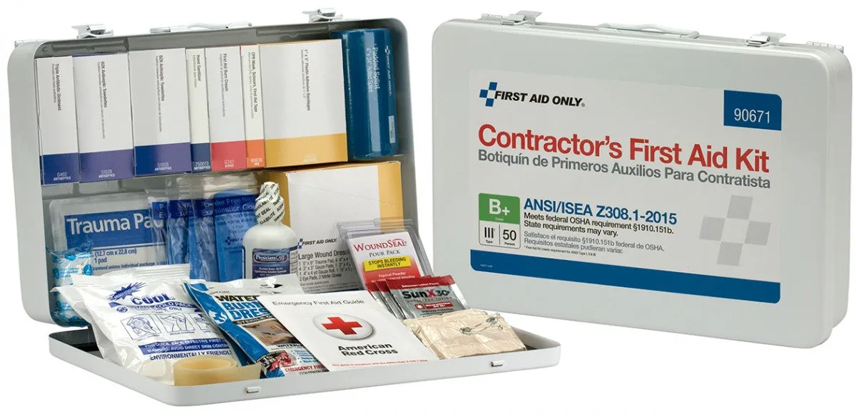 50 Person Contractor ANSI B  First Aid Kit, Metal Case, Type III - W-90671