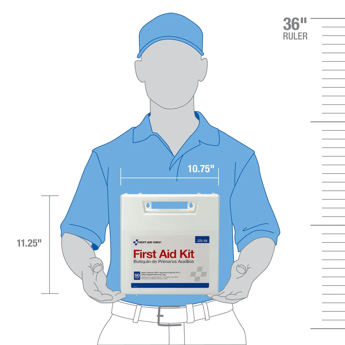 50 Person First Aid Kit, Plastic Case With Dividers - W-225-AN