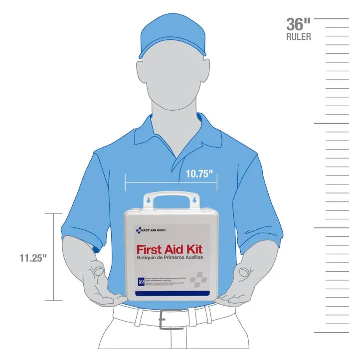 50 Person First Aid Kit, Weatherproof Plastic Case - W-6088