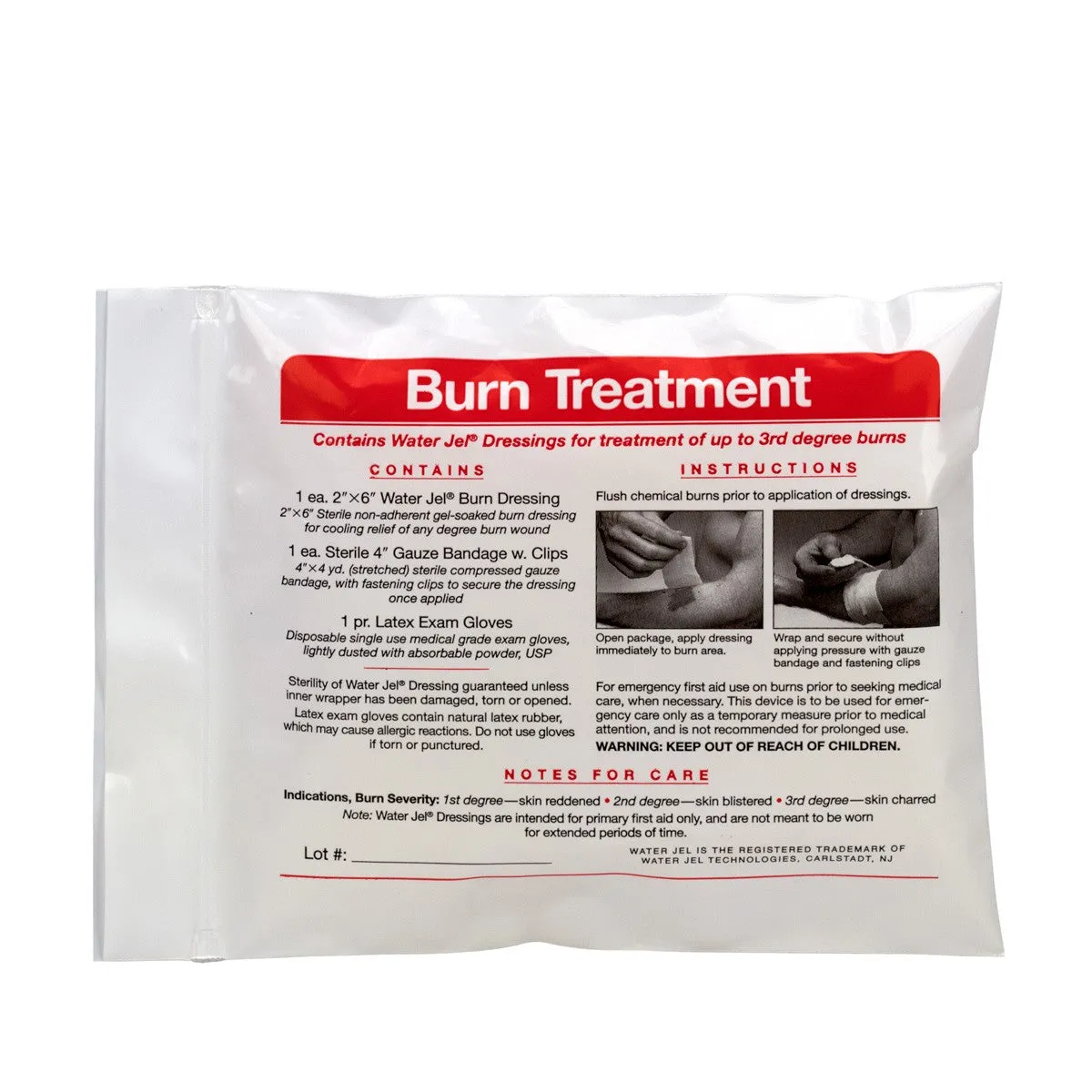 6 Piece Water-Jel Burn Care Triage Pack, First Aid Triage Pack - Burn Care Treatment - W-71-070