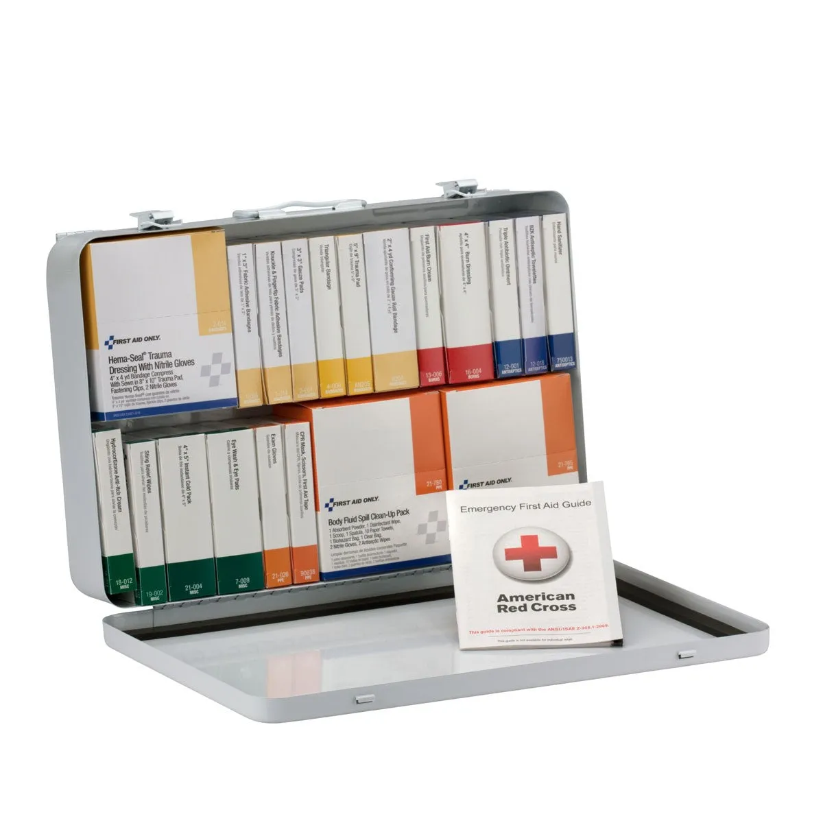 75 Person Unitized Metal First Aid Kit With BBP Pack, ANSI Compliant - W-90700