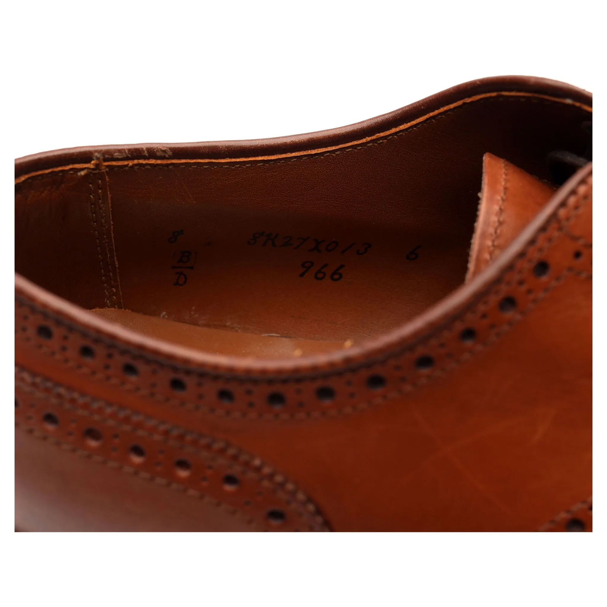 '966' Tan Brown Leather Derby Brogues UK 7.5 US 8 EU 41.5