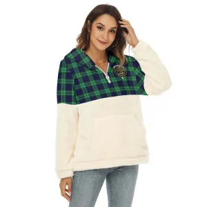 Abercrombie Tartan Women's Borg Fleece Hoodie With Half Zip with Family Crest