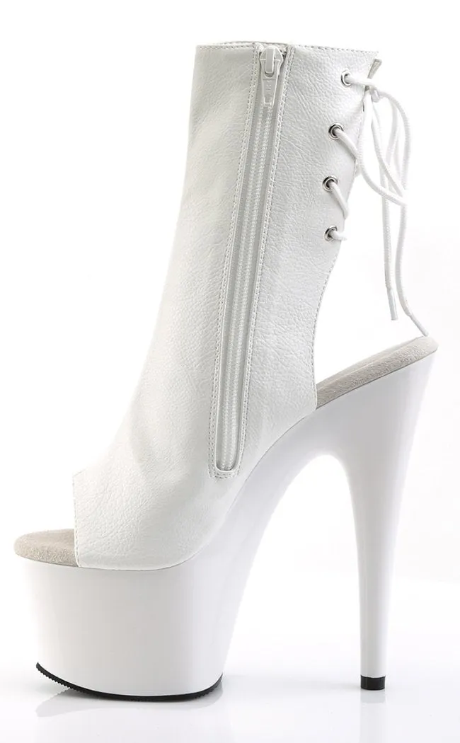 ADORE-1018 White Faux Leather Ankle Boots