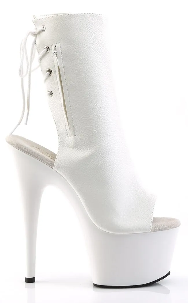 ADORE-1018 White Faux Leather Ankle Boots