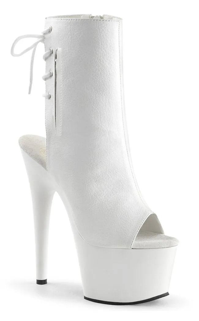 ADORE-1018 White Faux Leather Ankle Boots