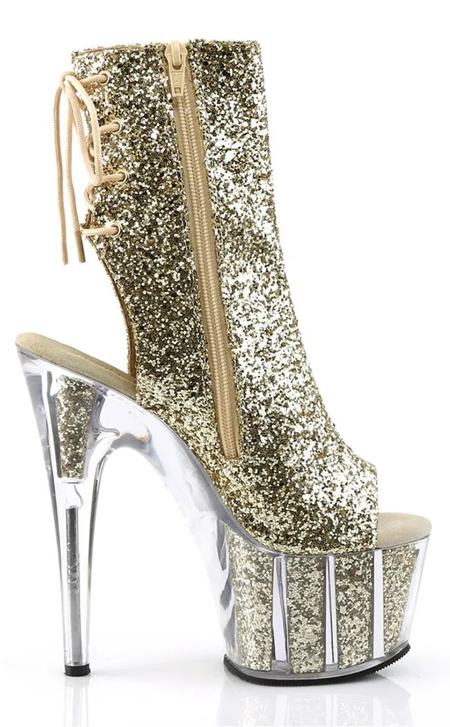 ADORE-1018G Gold Glitter Ankle Boots