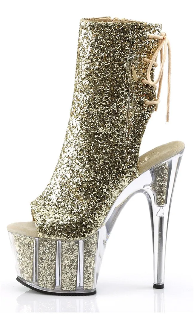 ADORE-1018G Gold Glitter Ankle Boots