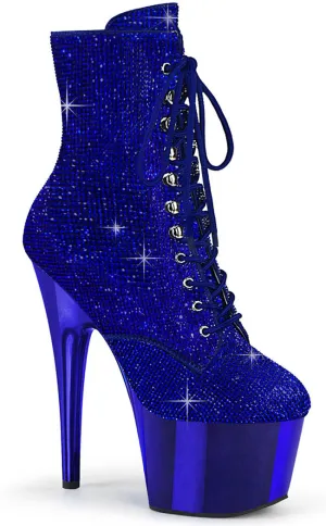 ADORE-1020CHRS Blue Rhinestone & Chrome Boots