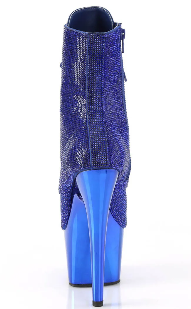 ADORE-1020CHRS Blue Rhinestone & Chrome Boots