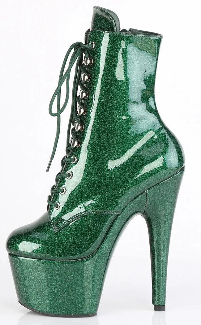 ADORE-1020GP Emerald Glitter Ankle Boots