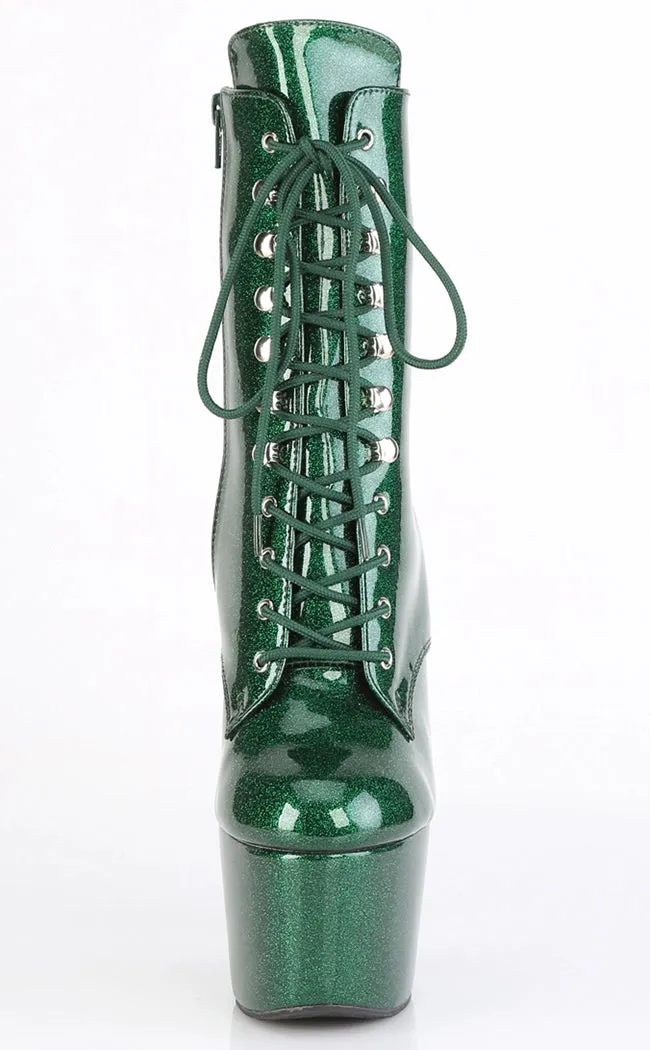 ADORE-1020GP Emerald Glitter Ankle Boots