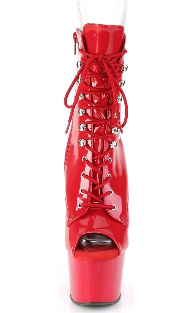 ADORE-1021 Red Patent Peeptoe Ankle Boots