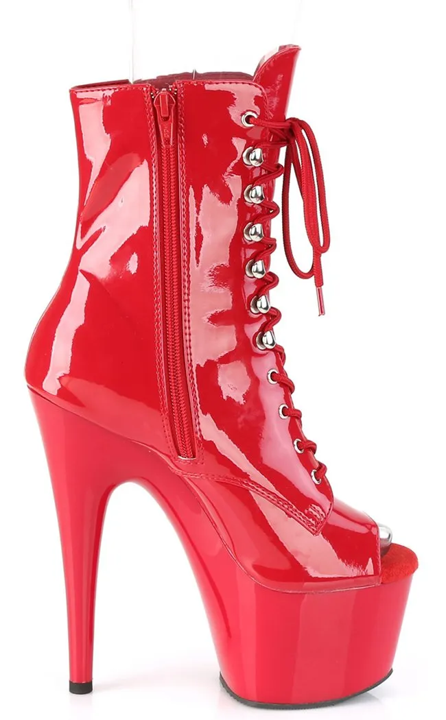 ADORE-1021 Red Patent Peeptoe Ankle Boots