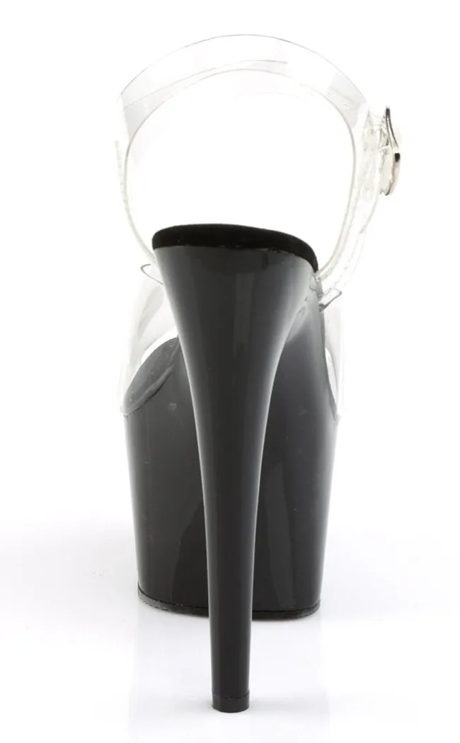 ADORE-708 Clear & Black Platform Heels