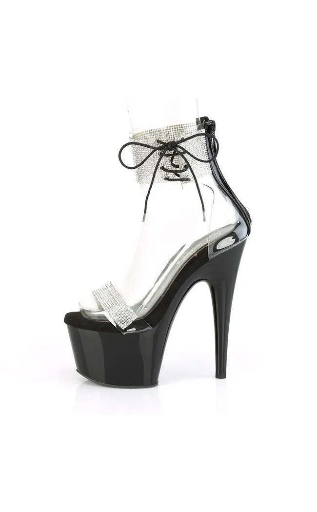 ADORE-727 Clear & Black Rhinestone Heels