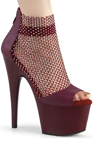 ADORE-765RM Burgundy Rhinestone Mesh Heels