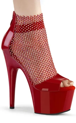 ADORE-765RM Red Patent Rhinestone Mesh Heels