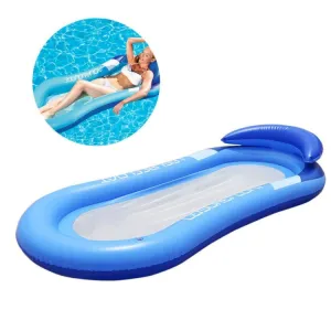 Adult Floating RowLounge Chair Water Toy Inflatable Bed with Armrest Hammock Back, Size: 160 x 90cm(Noble Blue)