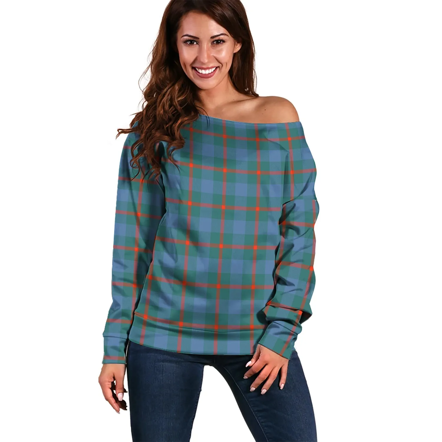 Agnew Ancient Tartan Off Shoulder Women Sweater