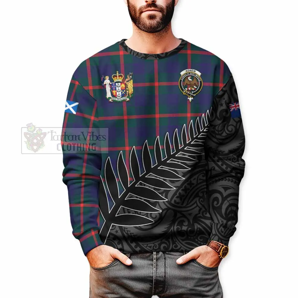 Agnew Crest Tartan Sweatshirt with New Zealand Silver Fern Half Style