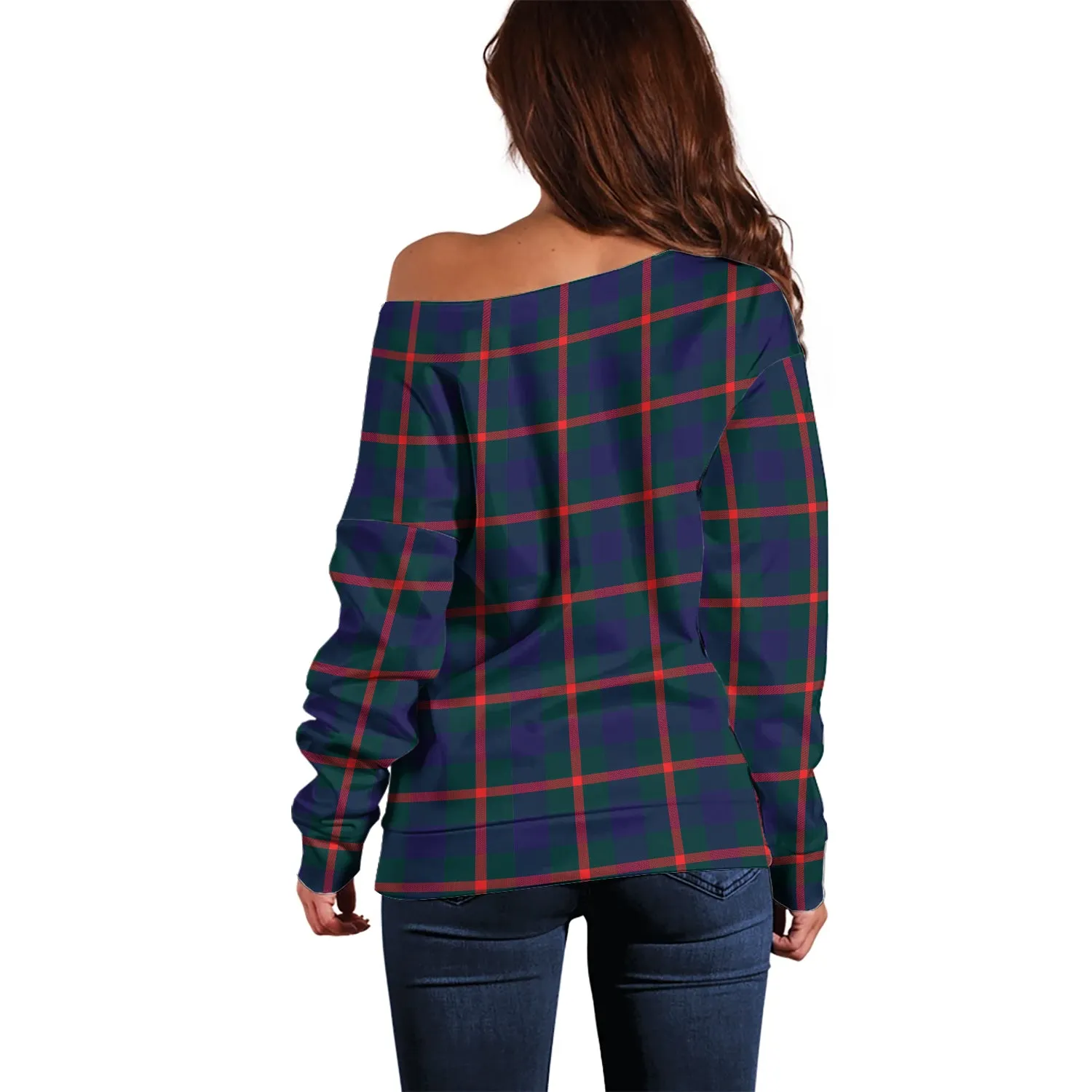 Agnew Tartan Off Shoulder Women Sweater