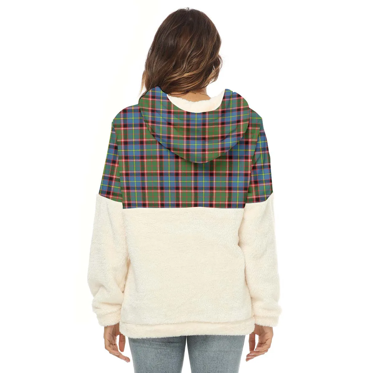 Aikenhead Tartan Women's Borg Fleece Hoodie With Half Zip