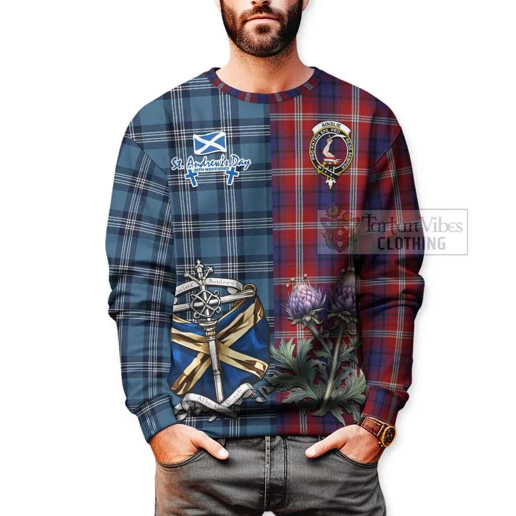 Ainslie Tartan Sweatshirt Happy St. Andrew's Day Half Tartan Style