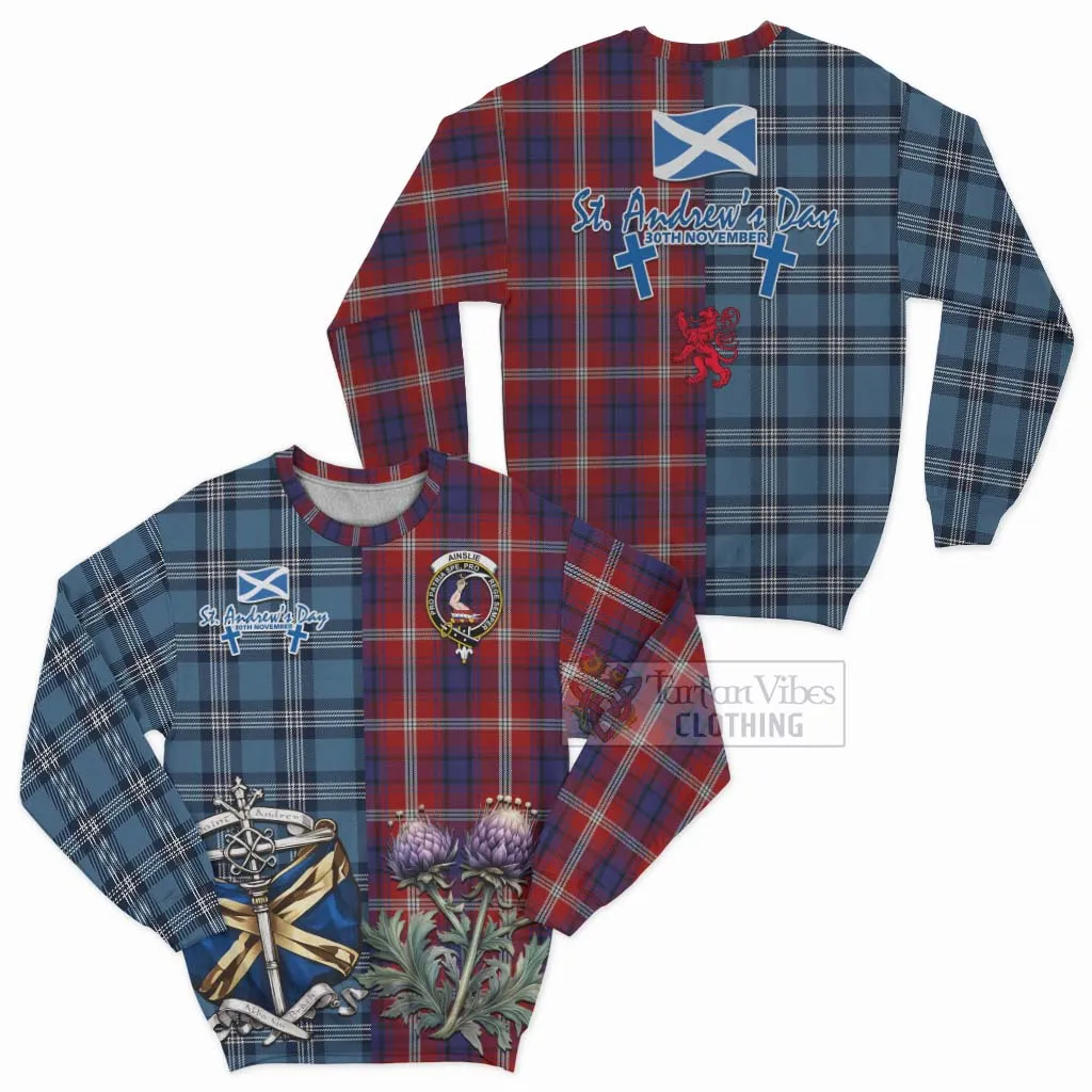 Ainslie Tartan Sweatshirt Happy St. Andrew's Day Half Tartan Style