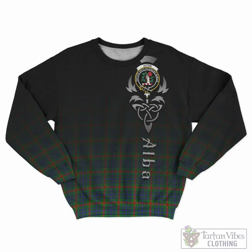 Aiton Tartan Sweatshirt Featuring Alba Gu Brath Family Crest Celtic Inspired