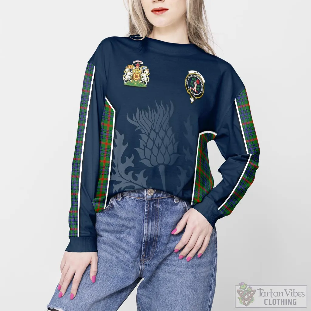 Aiton Tartan Sweatshirt with Family Crest and Scottish Thistle Vibes Sport Style