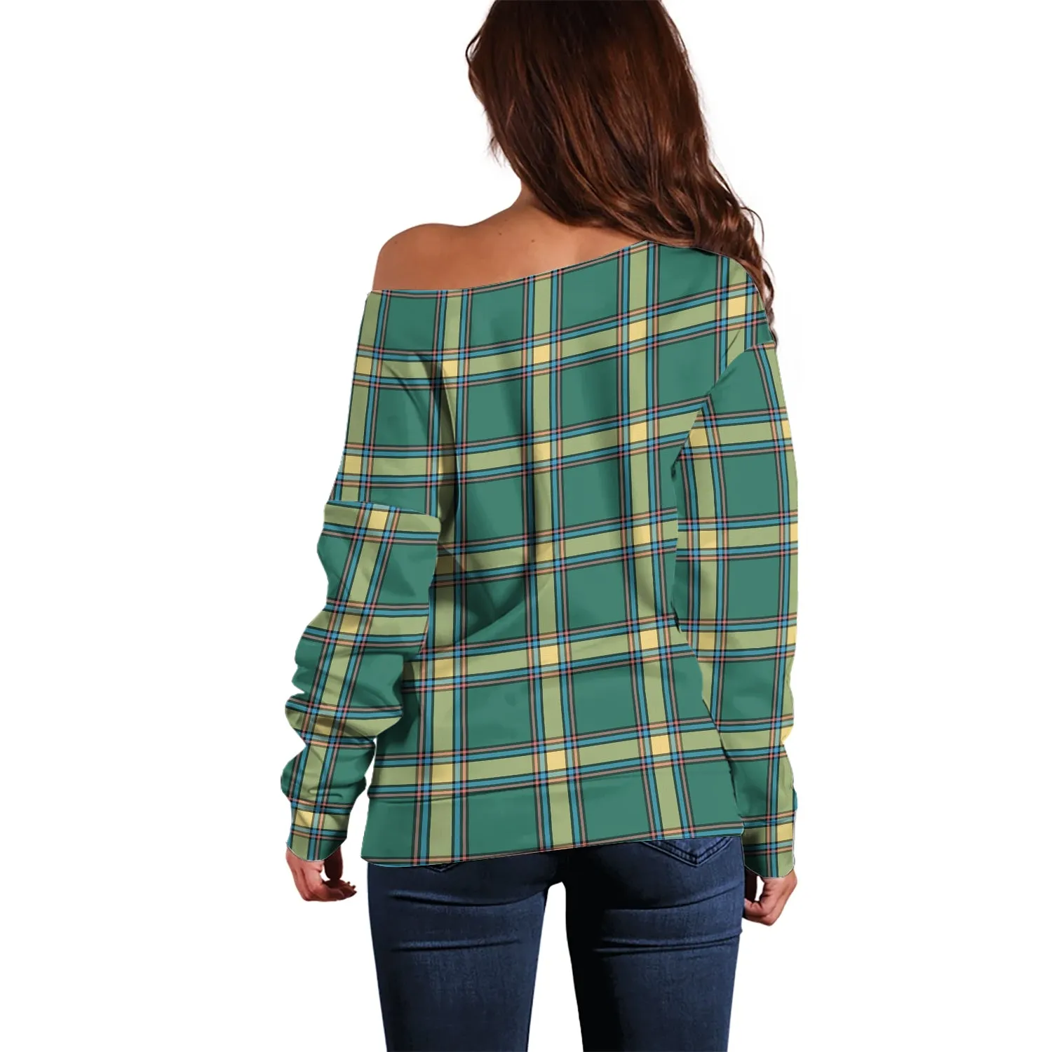 Alberta Province Canada Tartan Off Shoulder Women Sweater